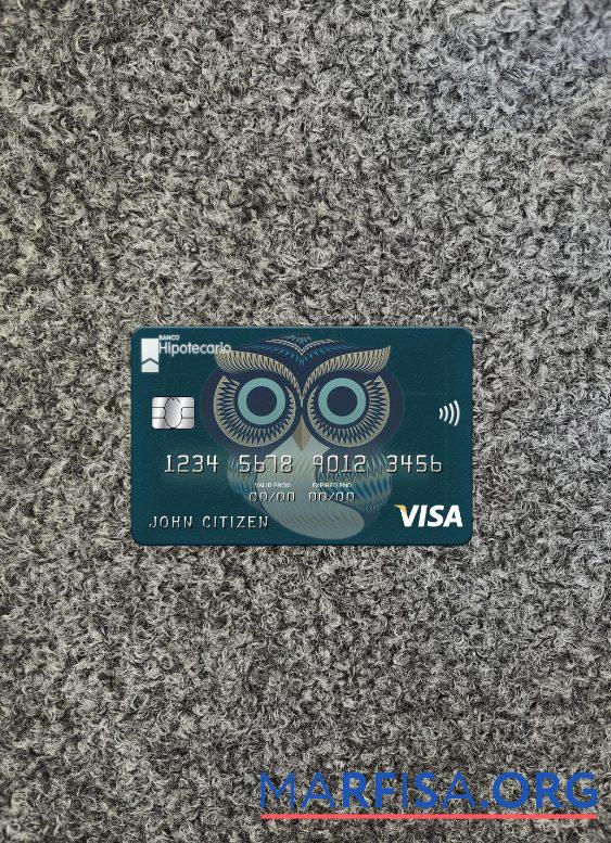 Realistic Argentina Hipotecario bank visa card front template